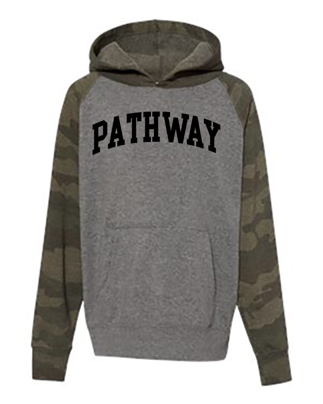 The Pathway School YOUTH Camo Hoodie -FOREST CAMO/NICKEL HEATHER