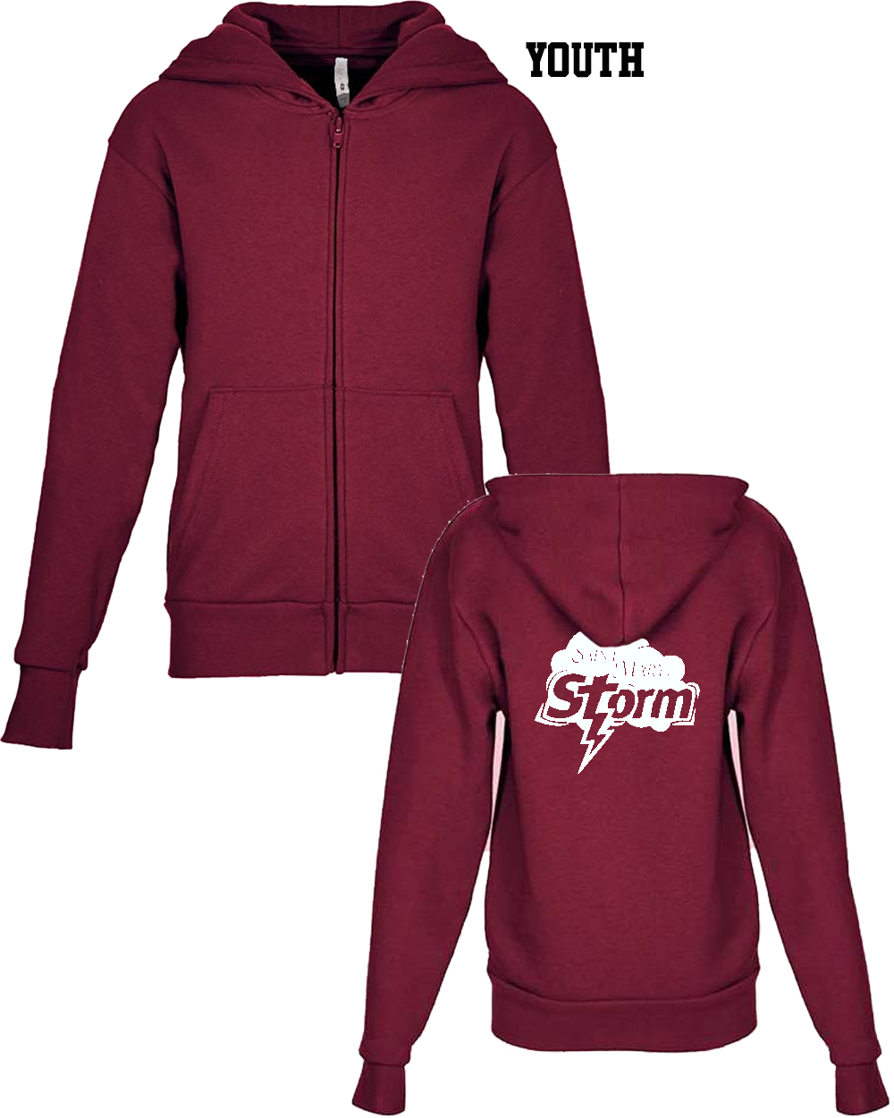 Saint Mary Storm Full Zip Hoodie -YOUTH only -MAROON